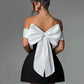 Bow Backless Sexy Mini Dress For Women Robe Elegant Off-shoulder Strapless Sleeveless A-line Club Sexy Dress Vestido