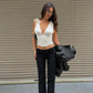 Lace Up Deep V Neck Sleeveless Crop Tops Summer 2026 Sexy Going Out Top Woman Clothes