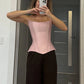Irregular Satin Tank Top Women Sexy Low-Neck Sleeveless Patchwork Midnight Party Clubwear Classic Stretch Skinny Vest