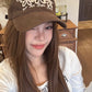 Vintage Washed Cotton Baseball Cap with Cute Flower Embroidery