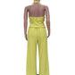 2 Piece Set Woman Jacquard Patchwork Halter Low-Neck Bandage Decoration Backless Tank Tops+Straight Pant Street Suits