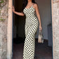 Retro Polka Dot Print Sleeveless Backless Maxi Dress Elegant Sexy Holiday Dresses Woman
