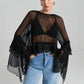 High Street Solid Color Ruffled Long Sleeve Loose Elegant Ladies Tops Shirt Women Sheer Chiffon Blouse Y2K Streetwear