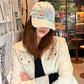 Women's Y2K Distressed Denim Baseball Cap, Bead Embellished Washed Jean Dad Hat, Adjustable Streetwear Sun Hat
