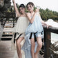 Birthday Maxi Dress Women Party  Bow Tassel Decoration Irregular Ruffles Hem Chest Wrap Folds Sleeveless Elegant Bodycon