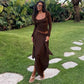2 Piece Sets Long Sleeve Top and Matching Asymmetrical Midi Skirt Coords Set for Woman Elegant Fall Outfits
