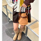 2025 Autumn New Arrivals Casual Edgy Style Suede Matte Finish Buckle Crossbody Bucket Bag For Woman