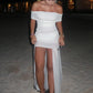 Mesh Off-shoulder Backless Sexy Maxi Dress For Women Fashion Strapless Sleeveless Split Ruched Bodycon Club Party Dress