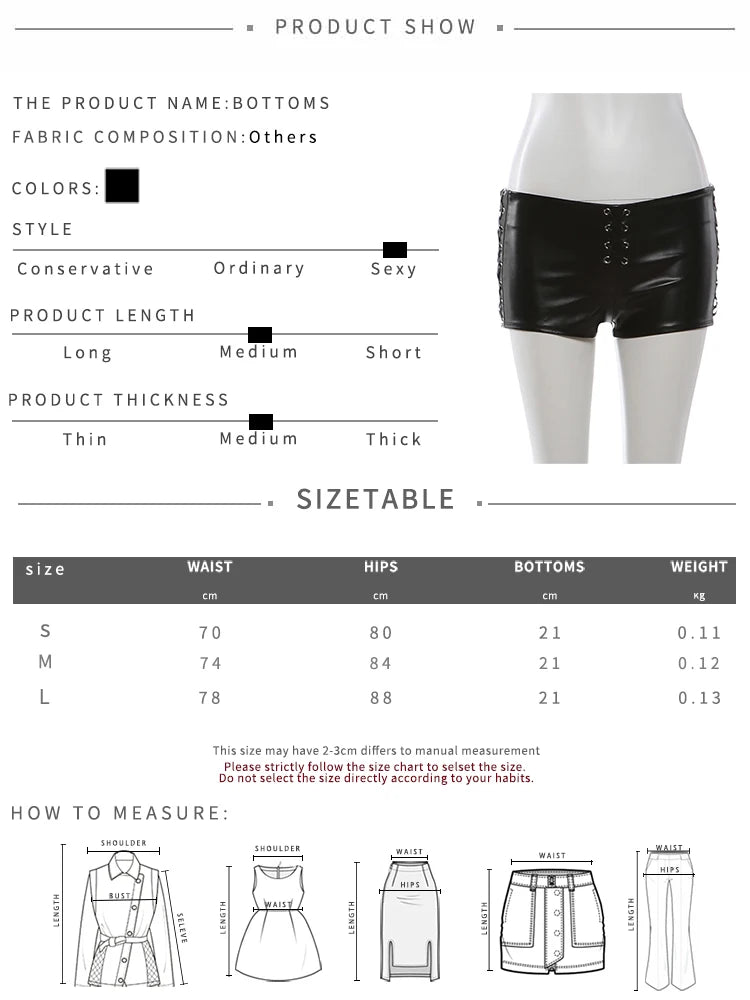 Fashion Rivet Decoration PU 2 Piece Set Woman Halter Open Collar Zipper Backless Tank Tops+Skinny Shorts Street Suits