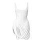 Sleeveless Backless Mini Dresses Fashion Sexy Asymmetrical Ruched Hem White Summer Dress Women 2024