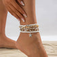 Y2K Boho Starfish Conch Pendant Anklet for Women Summer Beach Vintage Rice Beads Ankle Barefoot Chain Foot Jewelry Set