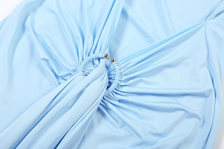 Ruched Elegant Maxi Dress Women Daily Casual Fashion Skinny Full Sleeve Solid Gown Midnight Prom Party Long Bodycon