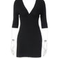 Deep V Neck Half Sleeve Sexy Mini Dress Women Elegant Black Backless Night Out Bodycon Club Party Dresses Female