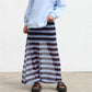 Y2K Casual Womens Striped See Through Mesh Long Skirt Elastic Waist Flared Hem Sheer Maxi Skirt Street Vacation Outfit