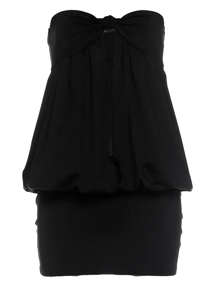 Sexy Hollow Dress Women Fashion Classic knot Patchwork Sleeveless Sexy Hottie Vacation Party Street Peach Hip Bodycon