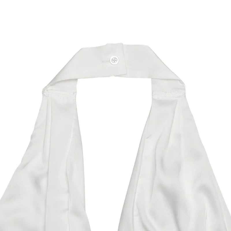 Summer White Dress Evening Party Elegant Satin Deep V Neck Backless Split Long Dresses for Woman Clothing