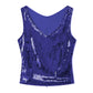 Y2K Glitter Shiny Sleeveless Shirt Vest Sequin Sparkle V Neck Tank Tops Women Slim Fitted Crop Top Festival Rave Clothes