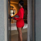 Deep V Neck Long Sleeve Wrap Mini Dress Woman Clothing Sexy Red Autumn Dresses 2026