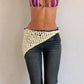 Women's Multi Way Wear Crochet Sequin Wrap Skirt Asymmetrical Hem Knit Beach Cover Up Skirt Summer Vacation Swimwear Cover Up