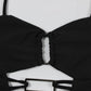 Hollow Cross Halter Jumpsuit Backless Sleeveless Square Metal Rings Peach Buttocks Midnight Sexy Workout Overalls
