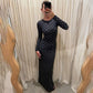 Black Long Sleeve Maxi Dress with White Polka Dot 2026 Fall Dresses for Woman Elegant Clothing