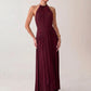 Women Halter Neck Sexy Maxi Dress Sleeveless Ruched Waist Draped Long Dress Elegant Evening Party Wedding Guest Dresses