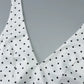 Polka Dot Print White Summer Dress Woman 2025 Elegant Retro Deep V Neck Backless A-line Short Dresses