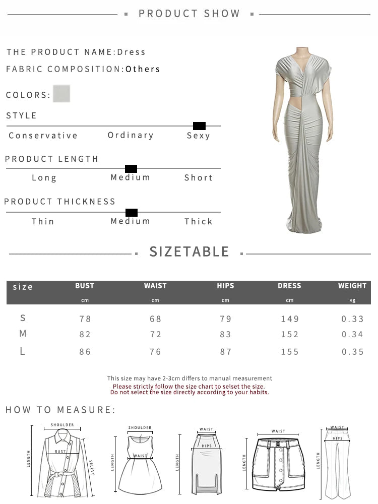Irregular Hollow Dress Women Diagonal Collar Ruched Shorts Sleeve Trend Waistless Slits  Elegant Skinny Maxi Bodycon