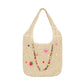 Women's Boho Crochet Straw Shoulder Bag with Colorful Beads, Large Summer Beach Tote Bag, Casual Vacation Handbag