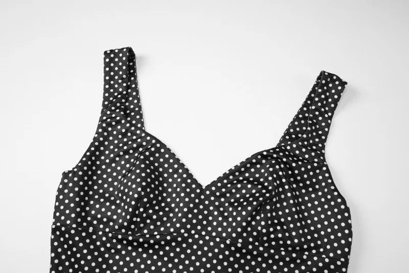 Polka Dot Print Sleeveless Top and Mini Skirt Sets Woman 2 Piece Outfit French Retro Summer Matching Set