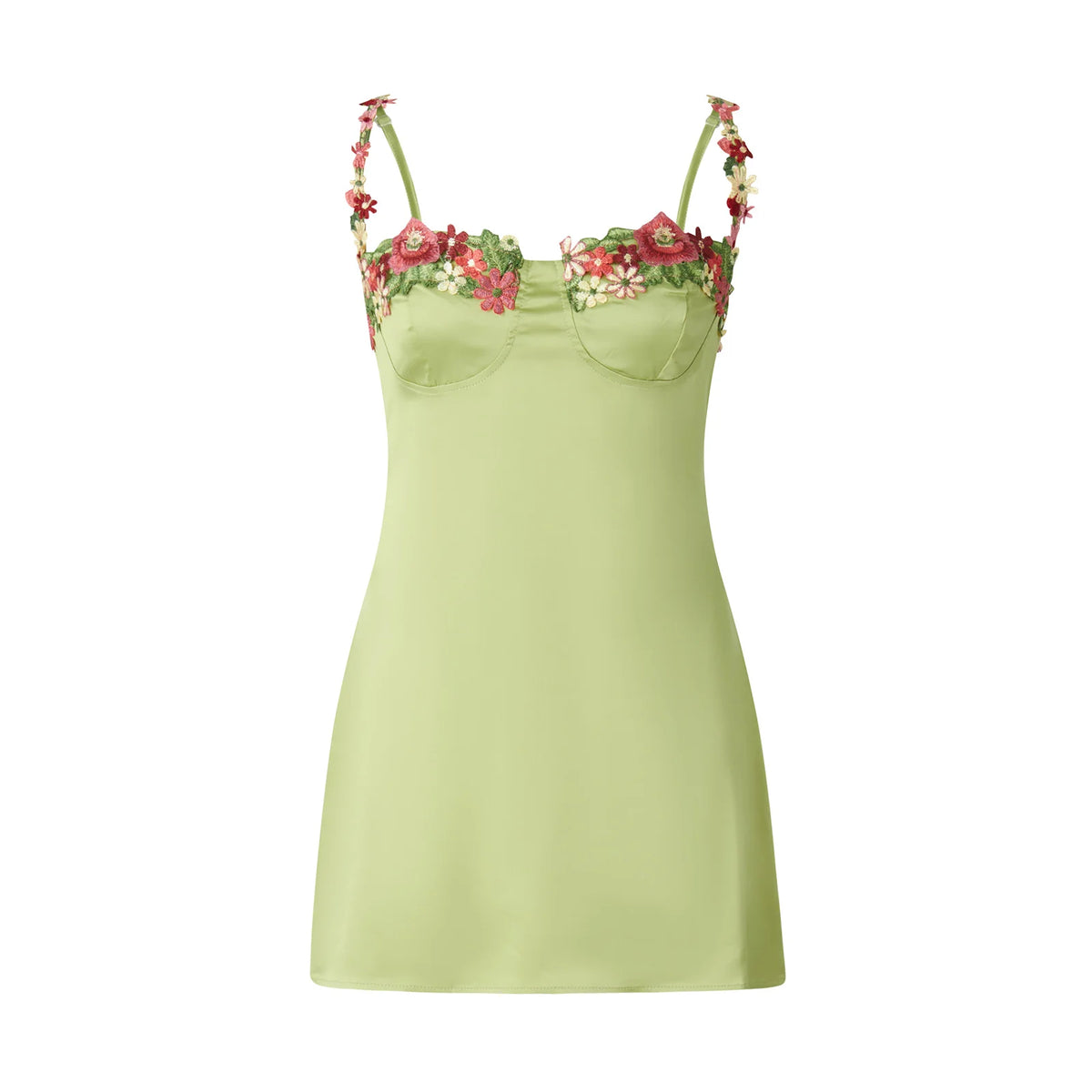 Women's Sexy Satin Party Club Dress 3D Flower Spaghetti Strap Low Cut Backless Mini Dress Slip Floral Trim Cami Dress