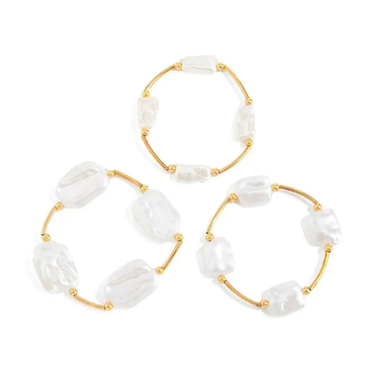 3Pcs/Set Creative Irregular Imitation Pearl Chain Bracelet for Women New Trend Elegant Stackable Bangle Wedding Jewelry