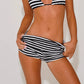 Women's Summer Knit Striped Fold Over Swim Shorts Low Rise Boyshort Bikini Bottoms Soft Stretchy Beach for Vacation