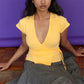 Ladies Surplice Wrap V‑Neck Short Cap Sleeve T‑Shirt Side Tie Knot Fitted Cropped Top Solid Color Casual Daily Blouse