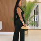 Women Fashion Straight Jumpsuit Summer Trend Twist Bandage Halter Ruched Hollow Backless Sleeveless Classic Outfits
