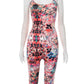 Colorful Print Jumpsuits Women Halter Low-Neck Backless Sleeveless Skinny Stretch Wrap Hip Midnight Hiptser Rompers