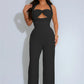 Women Fashion Straight Jumpsuit Summer Trend Twist Bandage Halter Ruched Hollow Backless Sleeveless Classic Outfits