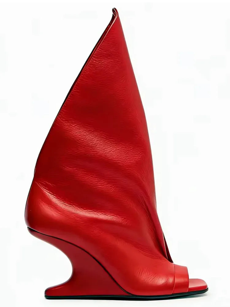 New Thick High Heel Open Toed Short Boots Fashion Alien Heel Fish Mouth Cool Boots Spring/Summer Women's Short Boots
