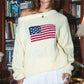 Off Shoulder American Flag Knit Sweater for Women Long Sleeve Oversized Fit Casual Streetwear Pullover for Fall Winter