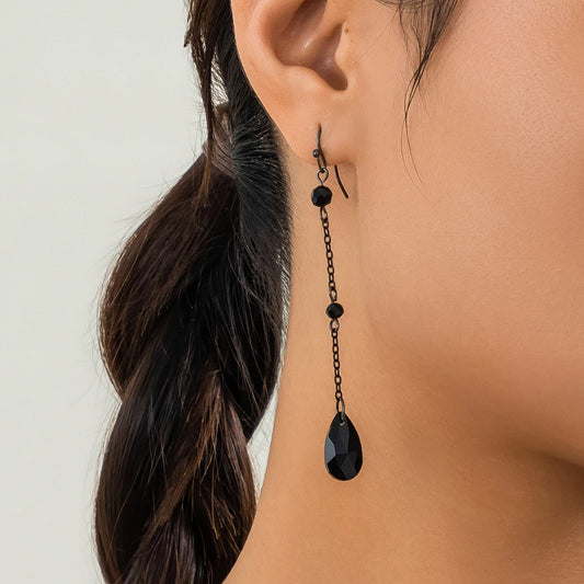 Classic Crystal Water Drop Hanging Earrings Women Trendy Goth Tassel Dangle Piercing Earring Jewelry Accessories