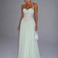 Women Halter Lace Corset Sexy Maxi Dress Sleeveless Ruched Long Dress Sweetheart Neck Backless Evening Party Dresses