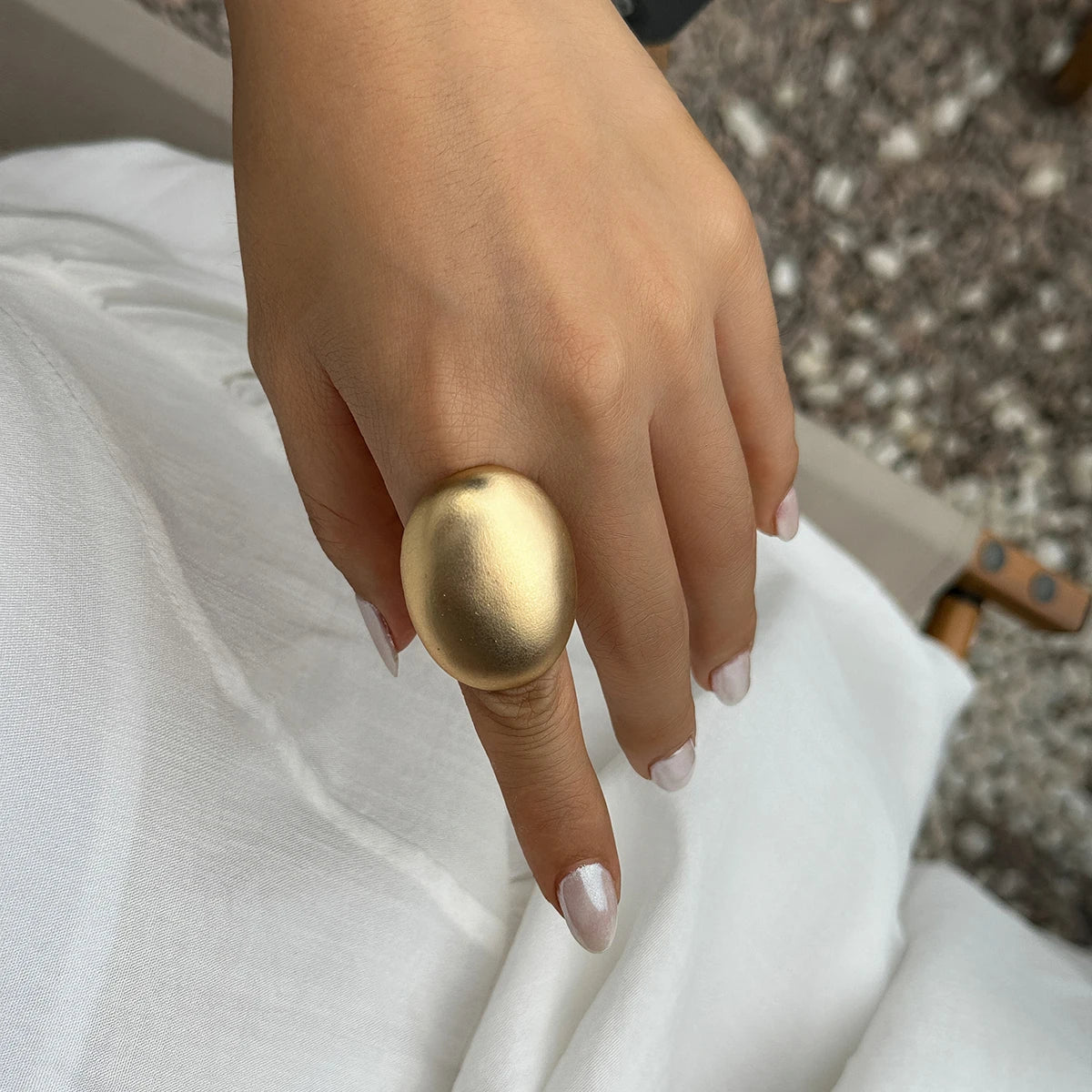 2Pcs Creative Matte Elliptical Geometric Open Ring Set for Women Punk Gold Color Adjustable Finger Ring Wed Accessories
