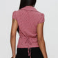 Women's Basic Button Down Shirts Cap Sleeve Lapel Collar Tight Blouse Tie Up Back Slim Fit Tops Summer Office Shir