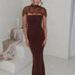 Women Lace Cape Strapless Mini Dress Elegant High Neck Lace Trim Sleeveless Backless Ruched Bodycon Club Party Dress