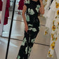 Casual Elegant Long Dress Woman Summer Trend Floral Print o-Neck Short Sleeve Vacation Basic Style High Waist Bodycon