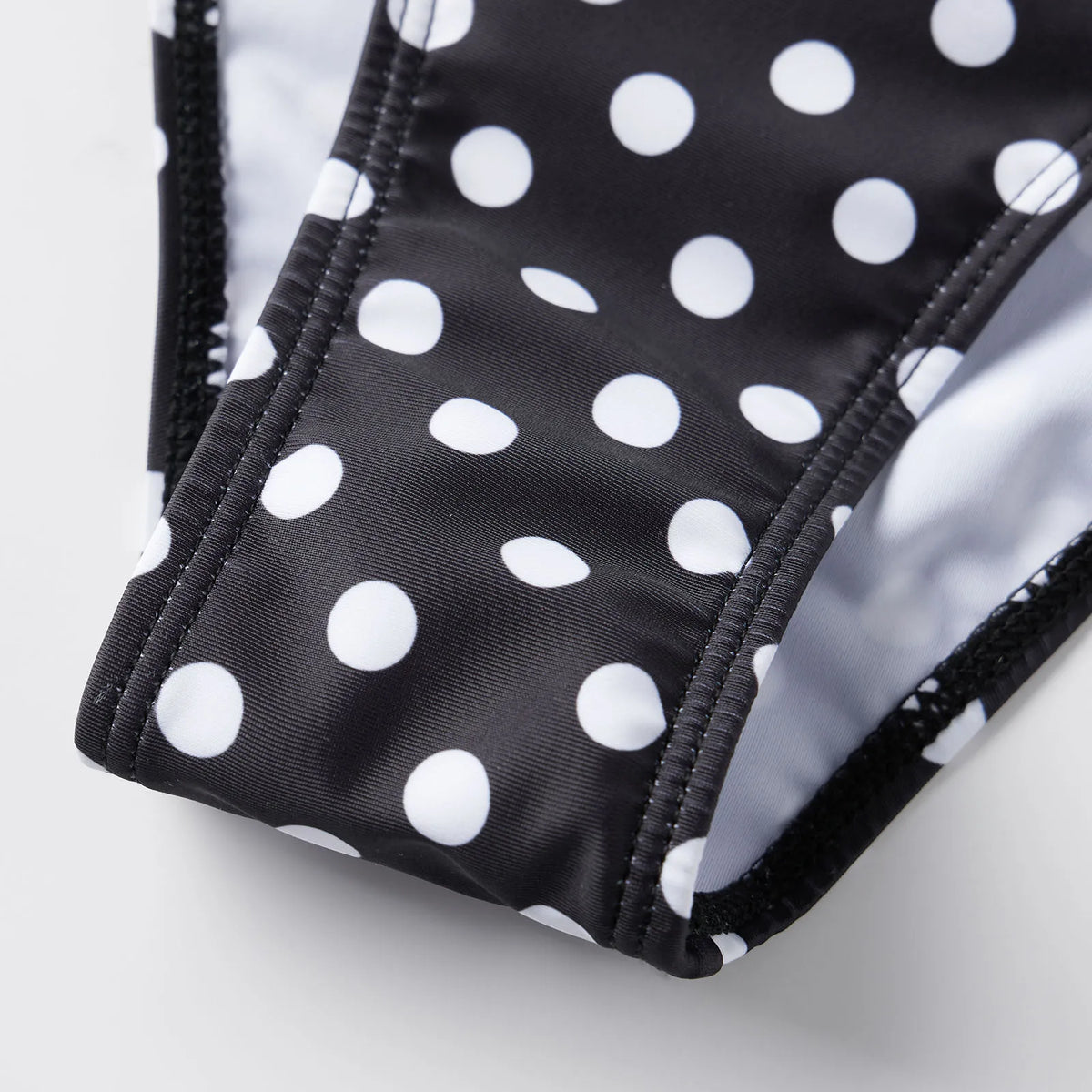 Polka Dot Swimsuit Strapless V Neck Ruffle Trim Tummy Control Bathing Suit for Women Beachwear Summer Vacation PoolParty
