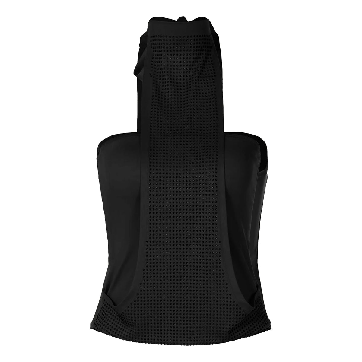 Women Rhinestone Halter Top Sleeveless Backless Tie Neck Tube Top Y2K Sparkly Mesh Patchwork Tank Top Party Clubwear