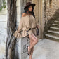 Lace Up Off Shoulder Long Sleeve Mini Dress Boho Loose Dresses for Woman Clothes Fall 2025