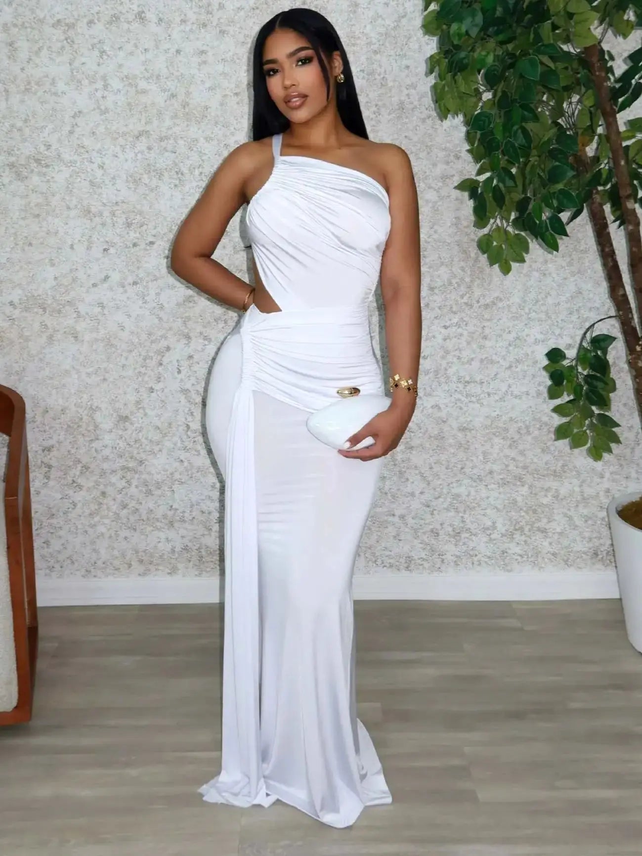 Waistless Dress Women Skew Collar Ruched Patchwork Backless Sleeveless Shirring Ribbon Summer Stretch Club Vestidos