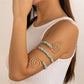 12 Colors Bohemian Stone Upper Armband Cuff Open Bangles for Women Tassel Long Chain Pendant Arm Body Bracelet Jewelry